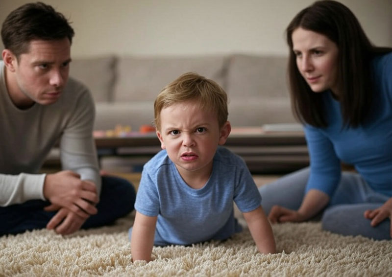 niño haciendo una rabieta en casa