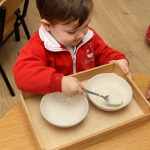 niño aprendiendo sobre los alimentos